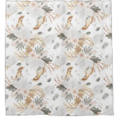 ボホエレガント水彩花と鳥 シャワーカーテン (正面)