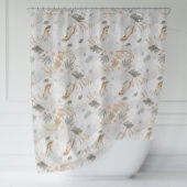 ボホエレガント水彩花と鳥 シャワーカーテン