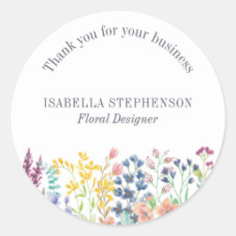 ボホエレガント水彩野カラフル花 ラウンドシール