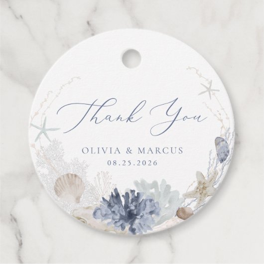 ボホエレガント海ビーチブルー結婚ズ・サンキュー フェイバータグ (正面)