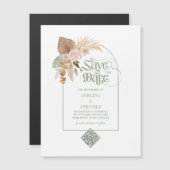 ボホエレガント熱帯乾燥花アーチQRコード マグネット招待状 (正面/裏面)