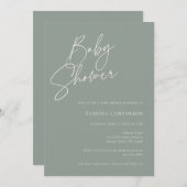 ボホエレガント男女兼用赤ちゃんシャワー | Sage 招待状 (正面/裏面)