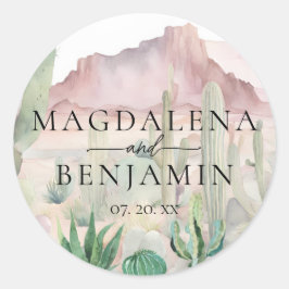 ボホエレガント砂漠の風景サボテン結婚ズ ラウンドシール