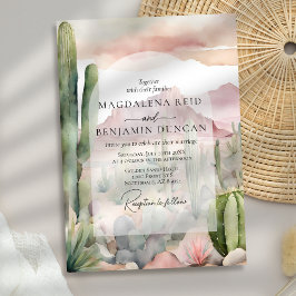 ボホエレガント砂漠の風景サボテン結婚ズ 招待状