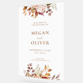 ボホエレガント秋フローラ結婚の歓迎 アクリルサイン (傾斜)