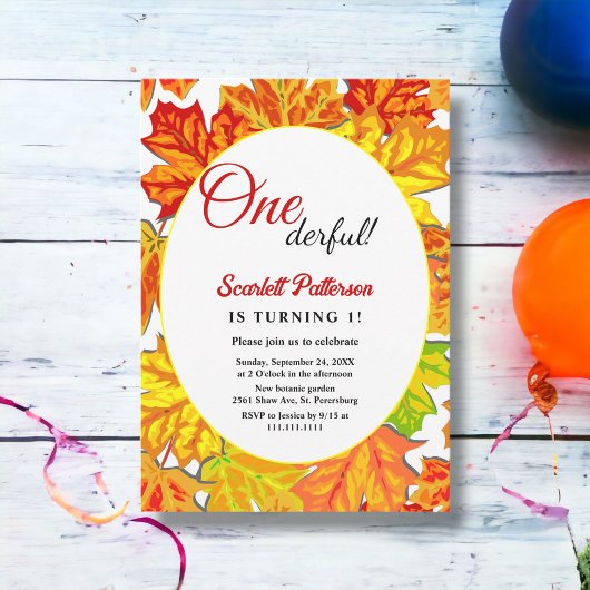 ボホエレガント紅葉ズカントリー1歳の誕生日 招待状