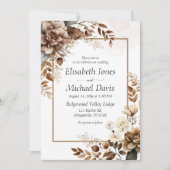 ボホエレガント素朴テラコッタフローラ結婚ス 招待状 (正面)
