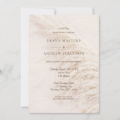 ボホエレガント素朴パンパスグラス結婚ズ 招待状 (正面)