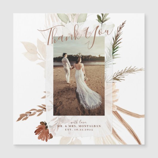 ボホエレガント素朴フローラパンパスサンキューカード (正面)