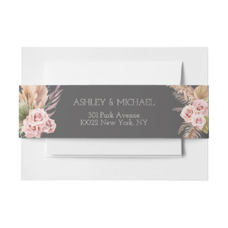 ボホエレガント素朴フローラボタニケ結婚のインビタ 招待状ベリーバンド