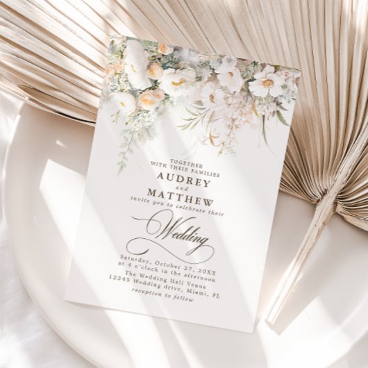 ボホエレガント素朴フローラ結婚ズ 招待状