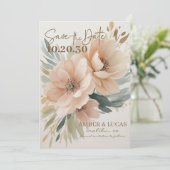 ボホエレガント素朴フローラ結婚式の日付を保存 招待状 (スタンド正面)