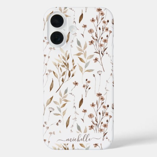 ボホエレガント素朴ブラウンフローラ植物学 Case-Mate iPhoneケース (裏面)
