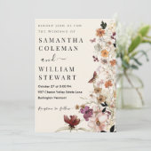 ボホエレガント素朴ワイルドフラワーモダン結婚ズ 招待状 (スタンド正面)