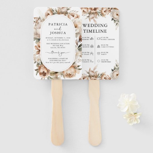 ボホエレガント素朴結婚式 プログラム ハンドファン (正面&裏面)