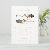 ボホエレガント素朴羽フローラ矢印結婚の サンキューカード (スタンド正面)