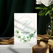 ボホエレガント緑の幾何学的ユーカリ結婚プス サンキューカード