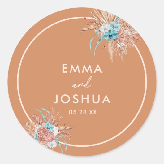 ボホエレガント自然フローラ結婚ズ ラウンドシール (正面)