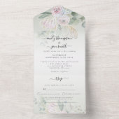 ボホエレガント花模様ユーカリプトゥス結婚セージ オールインワン招待状 (内側)