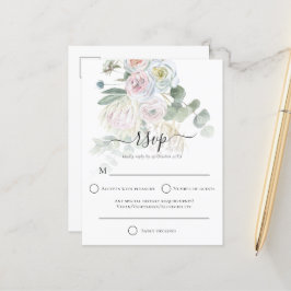 ボホエレガント花模様ユーカリ結婚式RSVP ポストカード