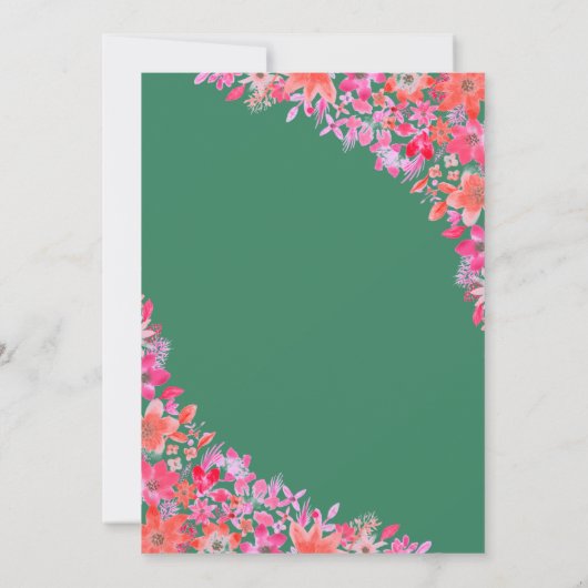 ボホエレガント花素朴緑フローラ結婚ズ 招待状 (裏面)