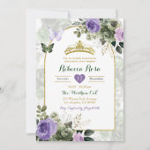 ボホエレガント薄紫パープルサージグリーンキンセアニラ 招待状 (正面)