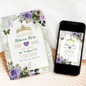 ボホエレガント薄紫パープルサージグリーンキンセアニラ 招待状