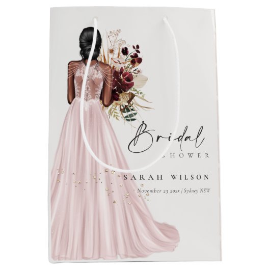 ボホエレガント赤面ズ結婚ガウンブライダルシャワー ミディアムペーパーバッグ (正面)