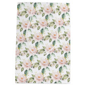 ボホエレガント赤面ピンクローズ緑金ゴールド ミディアムペーパーバッグ (裏面)