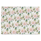 ボホエレガント赤面ピンクローズ緑金ゴールド ラージペーパーバッグ (正面)