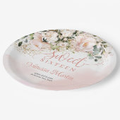 ボホエレガント赤面ピンクローズ金ゴールドsweet sixteen ペーパープレート (アングル)