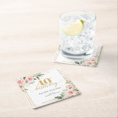 ボホエレガント赤面ピンクローゼグリーン40歳 スクエアペーパーコースター (インサイチュ)