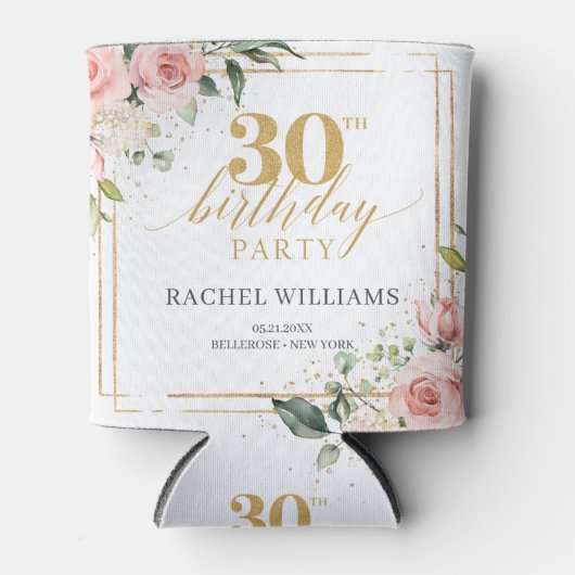 ボホエレガント赤面フローラ金ゴールドグリッターセージ30th 缶クーラー (正面)