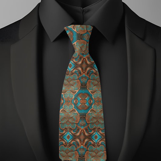 ボホエレガント銅ターコイズ模様 ネクタイ