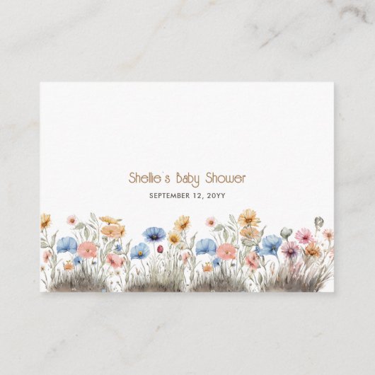 ボホエレファントカウボーイワイルドフラワーおむつラッフル エンクロージャーカード (裏面)