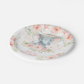 ボホエレファントピンクフローラベビーガールシャワーの好意 ペーパープレート (アングル)