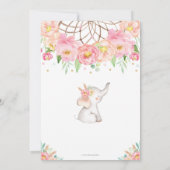 ボホエレファントベビーシャワーガールピンクミントフローラ 招待状 (裏面)