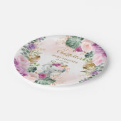 ボホエレファント赤面パープルフローラジャングルベビーガール ペーパープレート (アングル)