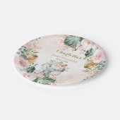 ボホエレファント赤面ピンクフローラジャングルベイビーガール ペーパープレート (アングル)