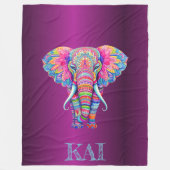 ボホエレファント – パーソナライズされたマンダラデザイン フリースブランケット (正面)