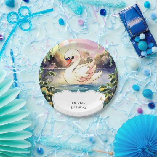 ボホエンチャントドスワン誕生日 ペーパープレート (パーティー)