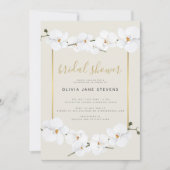 ボホオエレガントラン金ゴールドフレームシックブライダルシャワー 招待状 (正面)