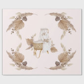 ボホオベビーブラウンアンドピンクバシネ ラッピングペーパー (フラット)