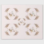 ボホオベビーブラウン&ピンクバシネットラージ転が ラッピングペーパー (フラット)