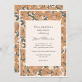 ボホオモダンクル自然フローラ赤ちゃんシャワー 招待状 (正面/裏面)