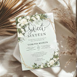ボホオリーブの葉ホワイトローズSweet sixteen 招待状<br><div class="desc">Boho Oliveの葉ホワイトバラのSweet sixteenへの招待この魅力的トレンディーシックなデザインは、すべてのbohoまたは素朴なスタイルイベントに最適である。デザインは水彩手のオリーブの緑色彩の鮮やかの葉混合オリーブの枝の混合水色の白いバラの花と金ゴールド幾何学的なフレームと組み合わせ書道のフォントに織フェイクり込まれたジェントリーが特徴モダンである。ボヘもしミアンまたは素朴なパーティーお祝いを計画し、このデザインはあなたのためだけである。ボヘミ感じアンの驚くべき幻。水色の白いバラの牡丹とオリーブの枝と緑の葉リースと組み合われたトレンディー書道フォントは、このデザインを印象的にする。ボヘミアのこの感じ素晴らしいフローラブーケを組み合わせた書道のスクリプモダントフォントを強化するために。の、ブライダルシャワー、結婚婚約、ベビーシャワー、記念日または任意のイベントに正常に使用。このコレクションでは、結婚式招待状、ブライダルシャワー招待状、ベビーシャワー招待状、シーティングチャート、メニュー、ウェディングプログラム、ラベル、ラベル、シンボルや象徴、ポスターなど、パーティーのすべての要素を見つけることができます。楽しむ!一致連絡するアイテムまたはカスタマイズ、赤面バラ©</div>