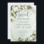 ボホオリーブの葉ホワイトローズSweet sixteen 招待状<br><div class="desc">Boho Oliveの葉ホワイトバラのSweet sixteenへの招待この魅力的トレンディーシックなデザインは、すべてのbohoまたは素朴なスタイルイベントに最適である。デザインは水彩手のオリーブの緑色彩の鮮やかの葉混合オリーブの枝の混合水色の白いバラの花と金ゴールド幾何学的なフレームと組み合わせ書道のフォントに織フェイクり込まれたジェントリーが特徴モダンである。ボヘもしミアンまたは素朴なパーティーお祝いを計画し、このデザインはあなたのためだけである。ボヘミ感じアンの驚くべき幻。水色の白いバラの牡丹とオリーブの枝と緑の葉リースと組み合われたトレンディー書道フォントは、このデザインを印象的にする。ボヘミアのこの感じ素晴らしいフローラブーケを組み合わせた書道のスクリプモダントフォントを強化するために。の、ブライダルシャワー、結婚婚約、ベビーシャワー、記念日または任意のイベントに正常に使用。このコレクションでは、結婚式招待状、ブライダルシャワー招待状、ベビーシャワー招待状、シーティングチャート、メニュー、ウェディングプログラム、ラベル、ラベル、シンボルや象徴、ポスターなど、パーティーのすべての要素を見つけることができます。楽しむ!一致連絡するアイテムまたはカスタマイズ、赤面バラ©</div>