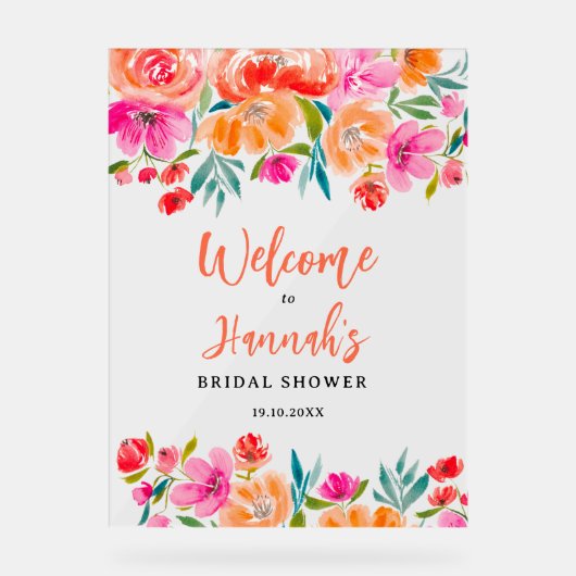 ボホオレンジの花の野生の花の結婚式の歓迎 アクリルサイン (正面)