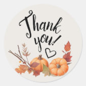 ボホオレンジカボチャありがとう秋の水色 ラウンドシール (正面)