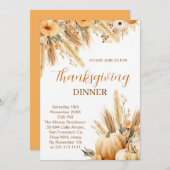 ボホオレンジカボチャ感謝祭ディナー 招待状 (正面/裏面)